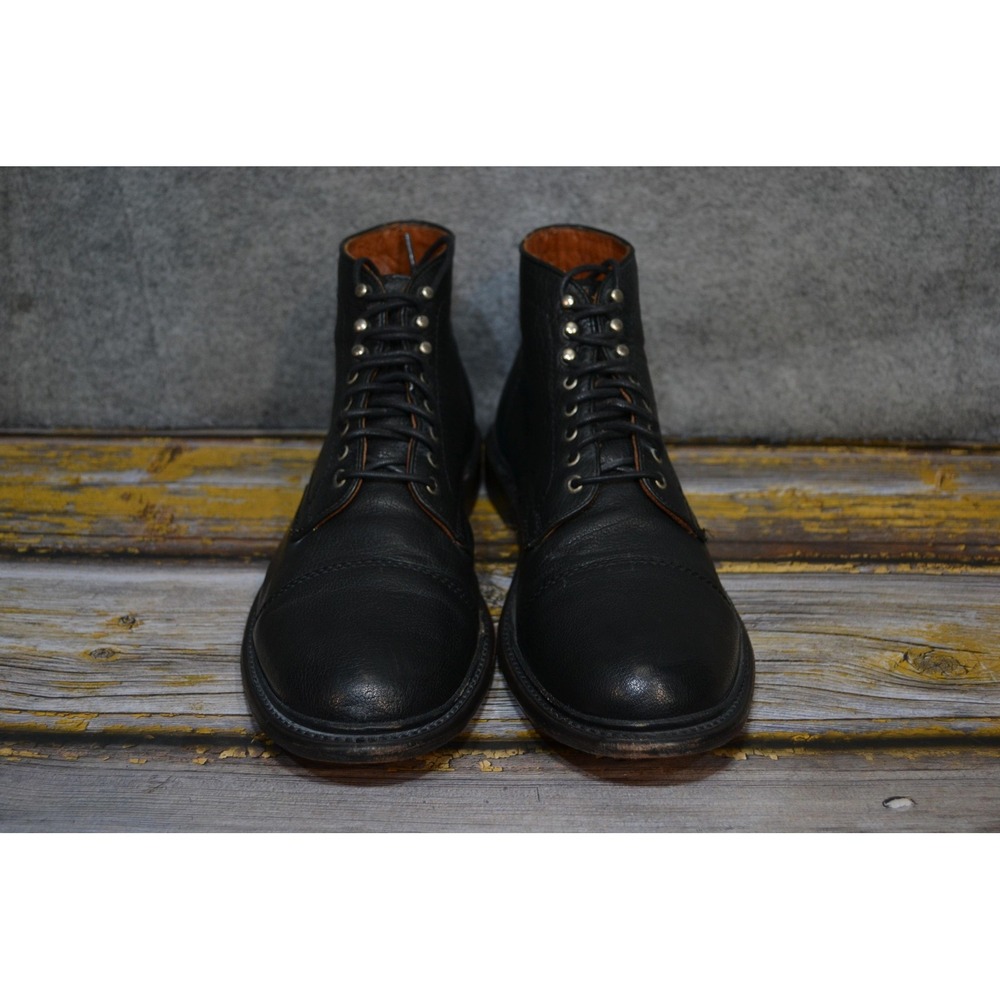 Frye Boots Mens 10.5 D Black Leather Cap Toe Combat Lace Up Casual Ankle 4001 - Picture 2 of 16